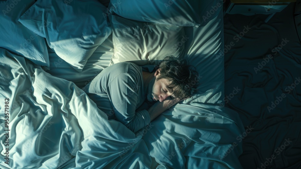 Peaceful Man Sleeping in Bed at Night | Restful Sleep, Nighttime Rest, Deep Sleep Peaceful Man Sleeping in Bed at Night | Restful Sleep, Nighttime Rest, Deep Sleep