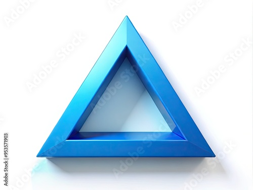 A bright blue triangle stands out against a white background, its vibrant color and geometric shape grabbing attention with its modern and sleek aesthetic appeal. photo