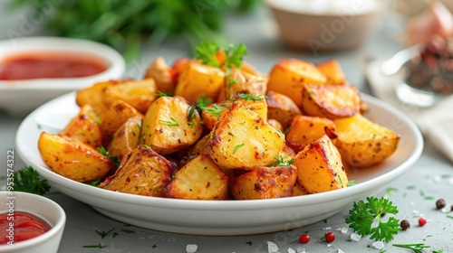 Roasted potato wedges with parsley