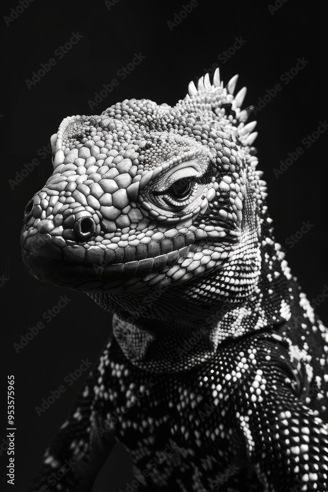 Obraz premium portrait studio photograph of gila monster black and white