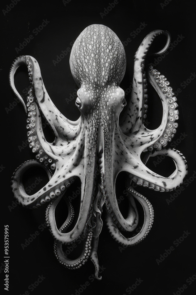 Obraz premium portrait studio photograph of giant squid black and white