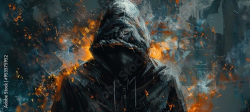 Hooded figure in a gray fog