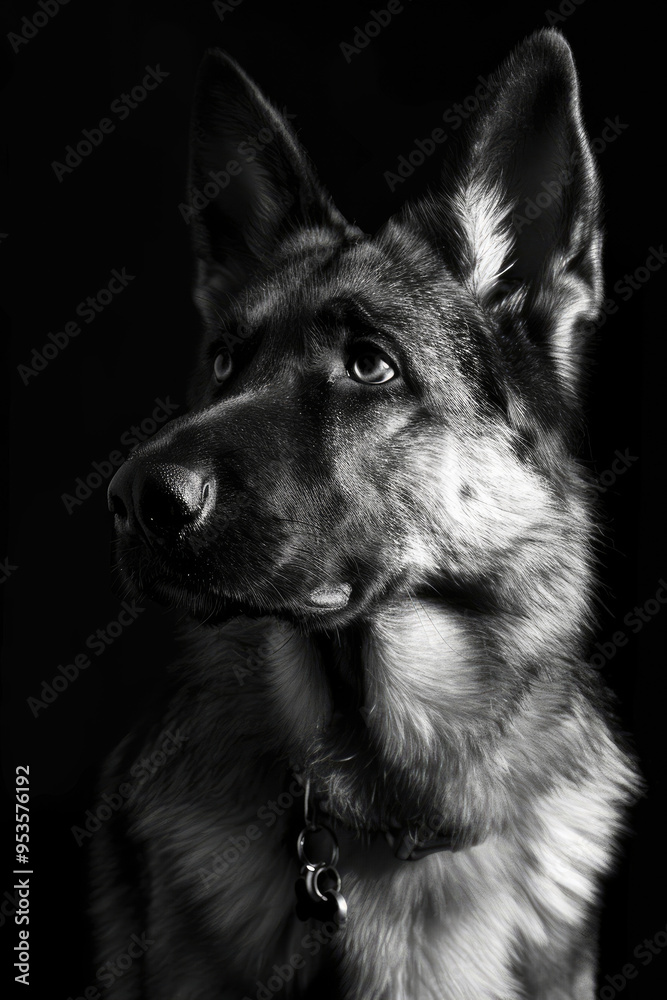 portrait studio photograph of german shepherd black and white portrait studio photograph of german shepherd black and white