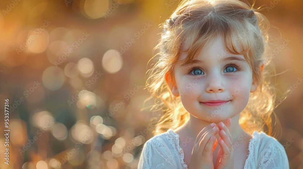 Adorable Child with Blue Eyes in Nature's Glow, Capturing Innocence and Joy Adorable Child with Blue Eyes in Nature's Glow, Capturing Innocence and Joy