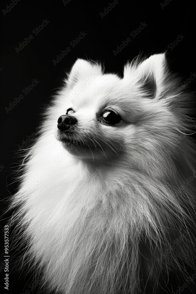 Obraz premium portrait studio photograph of pomeranian black and white