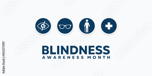Blindness Awareness Month. Eye, glasses, people and plus icon. Great for cards, banners, posters, social media and more. White background. 