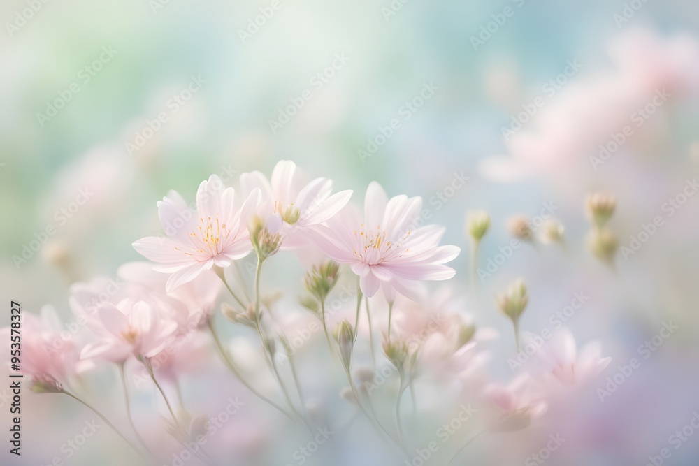 A soft focus floral background with delicate pastel flowers gently blurred, AI Generated A soft focus floral background with delicate pastel flowers gently blurred, AI Generated