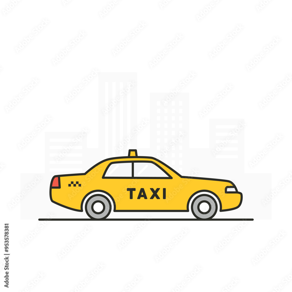 Taxi car icon. Front view. Taxi service vector illustration