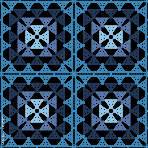 Pattern with crochet granny square wallpaper handmade decorative art design print 