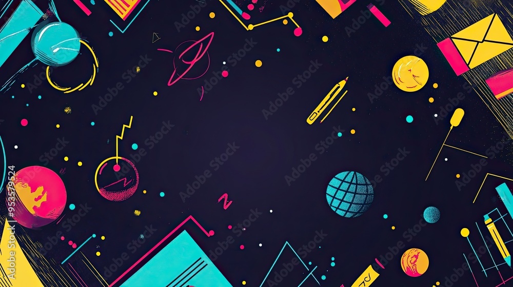 Dynamic Back-to-School Background Featuring Burst of Colorful Geometric Shapes and Symbols Representing Various Academic Subjects Dynamic Back-to-School Background Featuring Burst of Colorful Geometric Shapes and Symbols Representing Various Academic Subjects