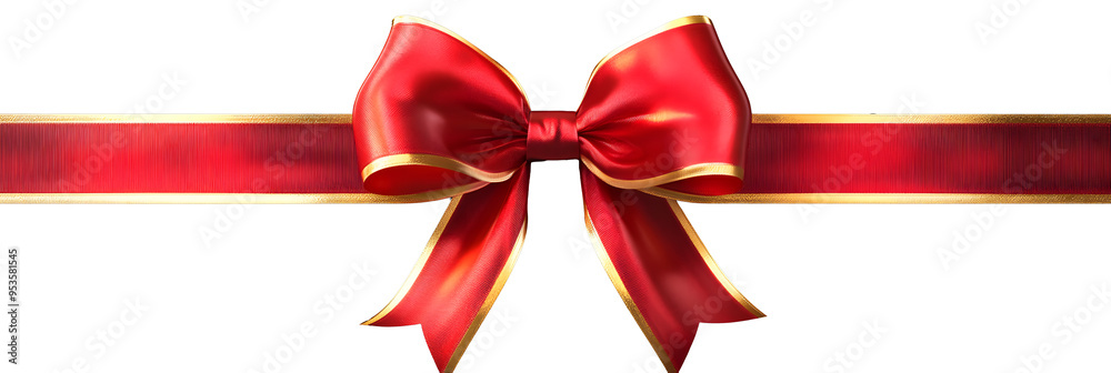 red ribbon and bow with gold isolated against transparent background red ribbon and bow with gold isolated against transparent background