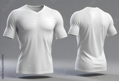 3D model, plain white jersey shirt without logo, figure, volumetric octagonal rendering, highly detailed aesthetics, soft color scheme, volumetric lighting, dimensional 3D illumination, generative ai