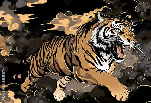 A hand-drawn tiger illustration as an art painting, perfect for art backgrounds and wallpapers.