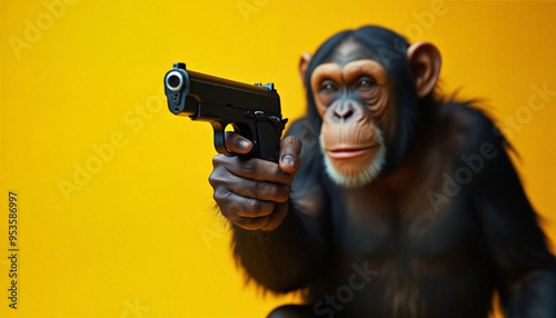 Monkey Holding a Gun