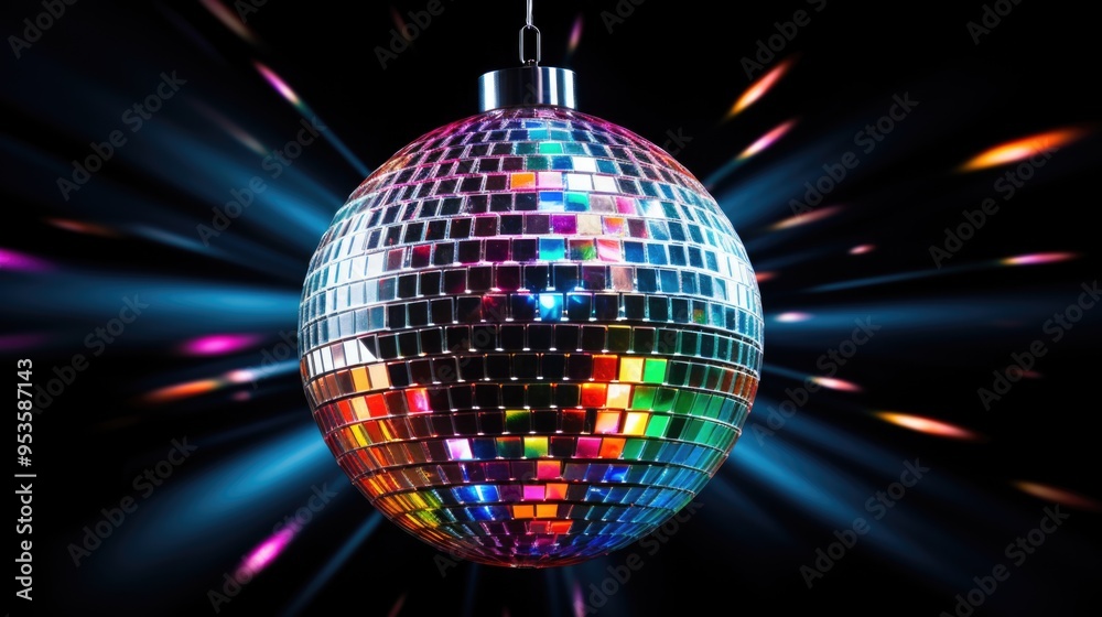Obraz premium Disco ball reflecting light on dance floor