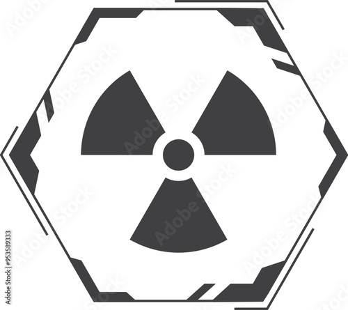 Radiation danger black sign. Nuclear hazard symbol