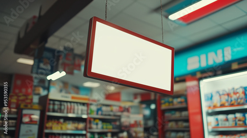 mockup blank placard sign above convenience store, Ai generated images