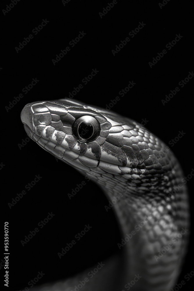 portrait studio photograph of slow worm black and white