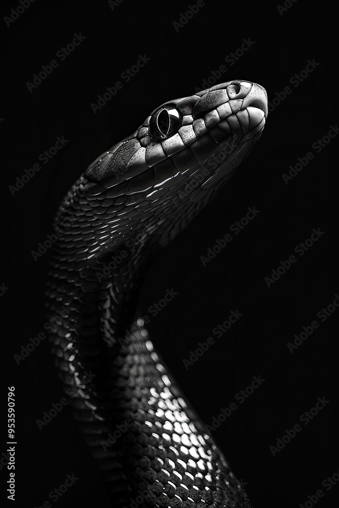 Fototapeta premium portrait studio photograph of slow worm black and white