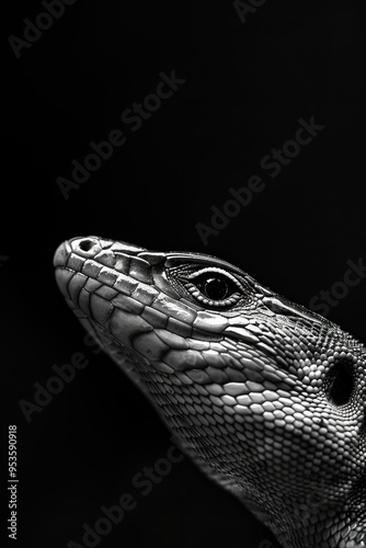 portrait studio photograph of skink black and white