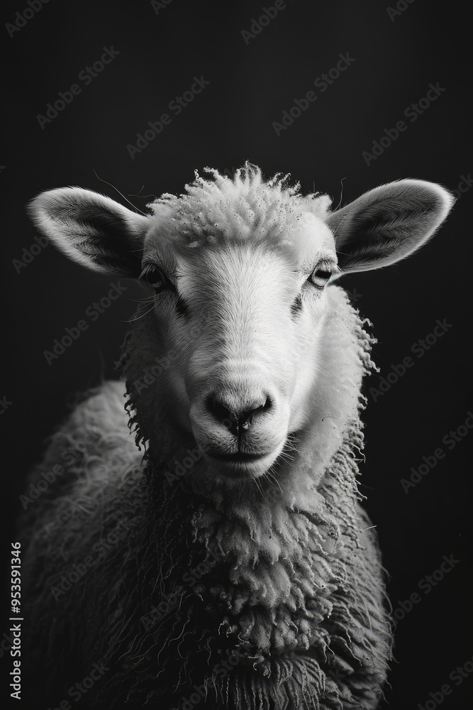 portrait studio photograph of sheep black and white portrait studio photograph of sheep black and white