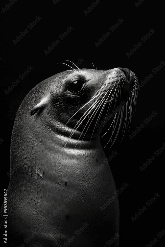 Fototapeta premium portrait studio photograph of seal black and white