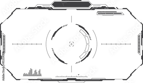 Hud screen with aim crosshair. Scifi game interface
