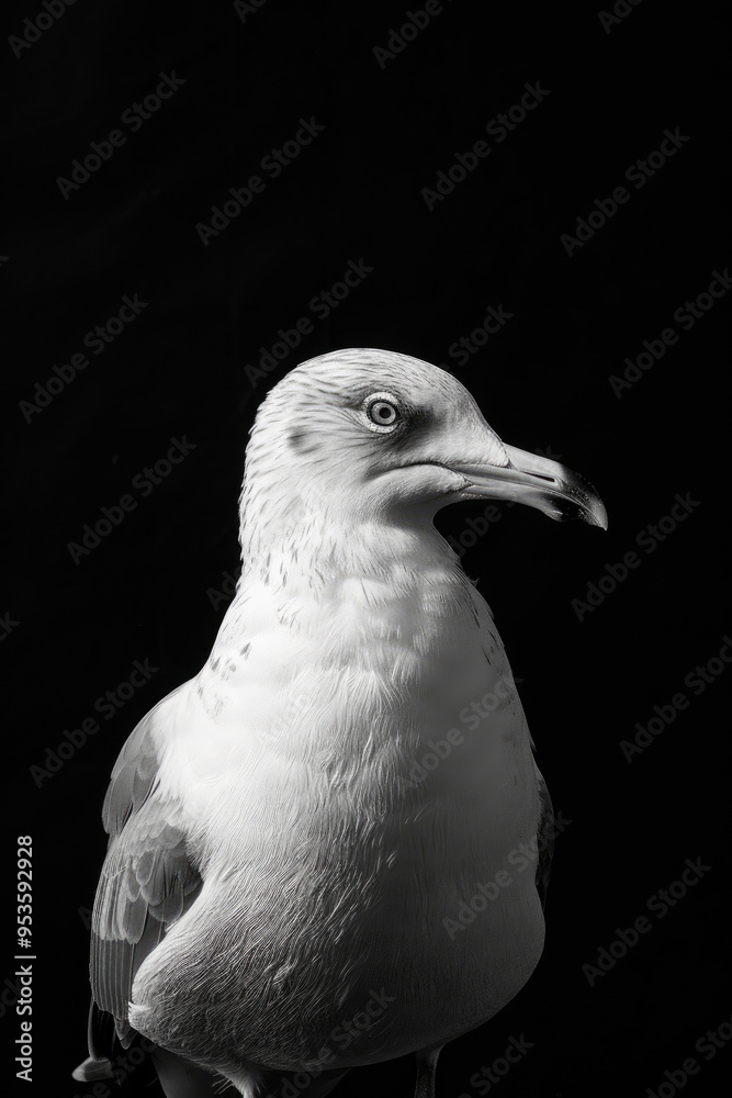 portrait studio photograph of ring-billed gull black and white portrait studio photograph of ring-billed gull black and white