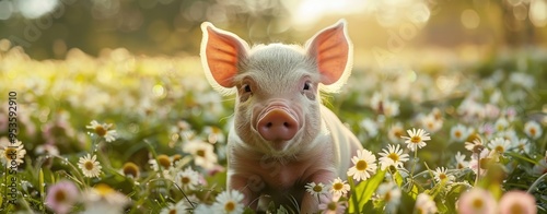 Wallpaper Mural Piglet in daisy field Torontodigital.ca