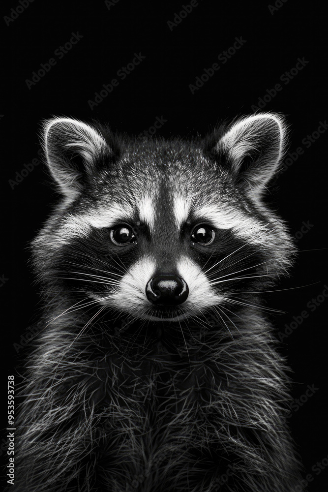 Obraz premium portrait studio photograph of raccoon black and white