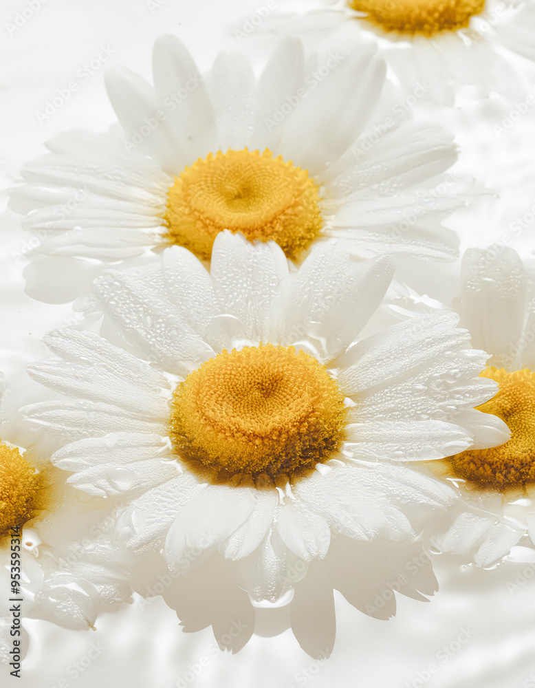 Obraz premium Close up of daisy flowers in water