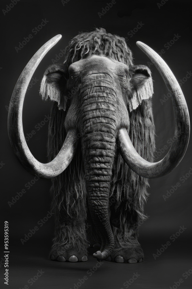 Obraz premium portrait studio photograph of woolly mammoth black and white
