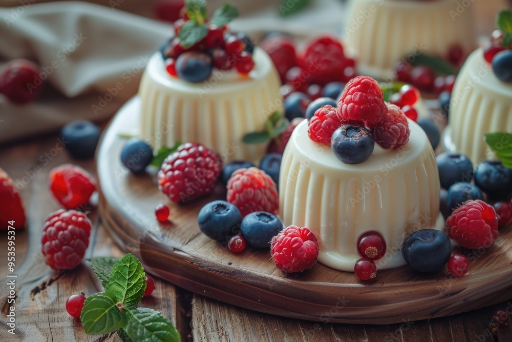 Mini cakes with whipped cream and berries Mini cakes with whipped cream and berries
