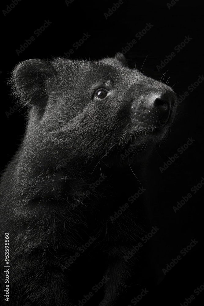Fototapeta premium portrait studio photograph of wombat black and white