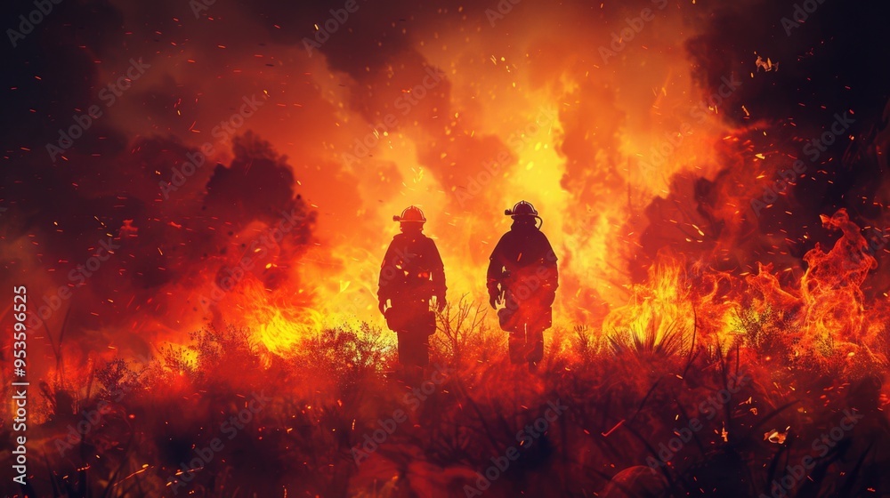 Firefighters battling blaze amidst fiery inferno Firefighters battling blaze amidst fiery inferno
