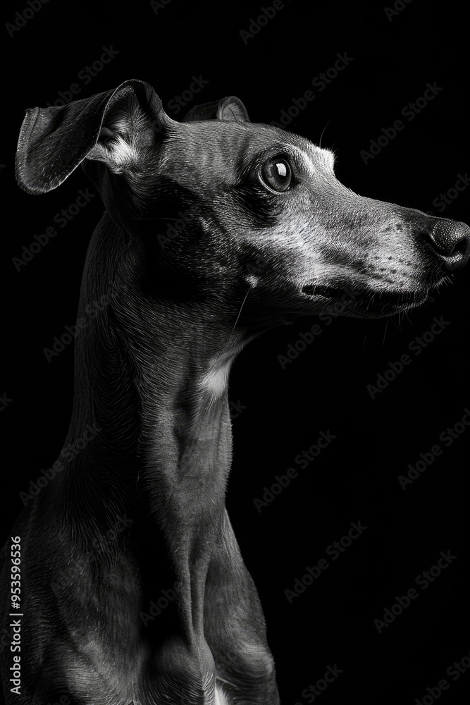 portrait studio photograph of whippet black and white portrait studio photograph of whippet black and white