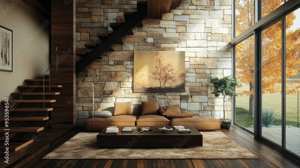 country home interior design of modern living room. country home interior design of modern living room.