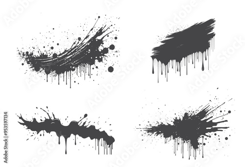 Photos Stains with splash and dripping ink