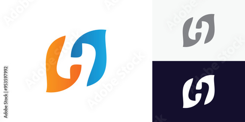 Abstract modern colorful leaf letter h logo template vector design