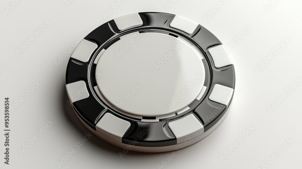 Black and White Poker Chip Close-Up Generative AI Black and White Poker Chip Close-Up Generative AI
