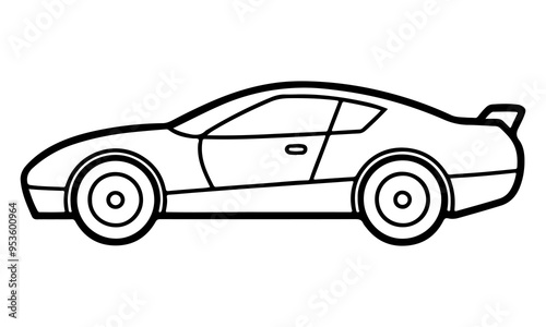 Sports racing Car line art, Black and white vintage classic logotype car outline, racing Car icon.