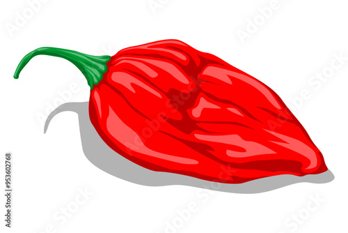 Single Red Chili Pepper Flat Cartoon Vector - Isolated on White Background, Editable and Scalable EPS File for Easy Printing, Perfect Graphic Design Element photo