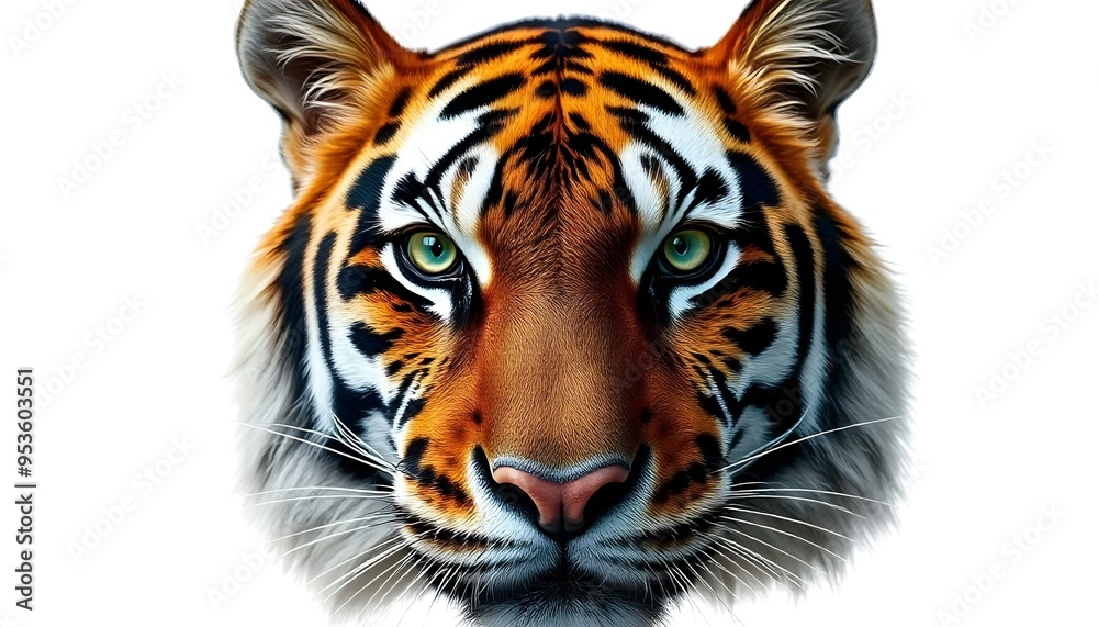 Obraz premium Tiger face isolated on a white background