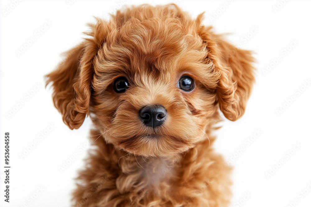 Cute fluffy portrait smile Puppy dog Poodle that looking at camera isolated on white background, funny moment, lovely dog, pet concept Cute fluffy portrait smile Puppy dog Poodle that looking at camera isolated on white background, funny moment, lovely dog, pet concept