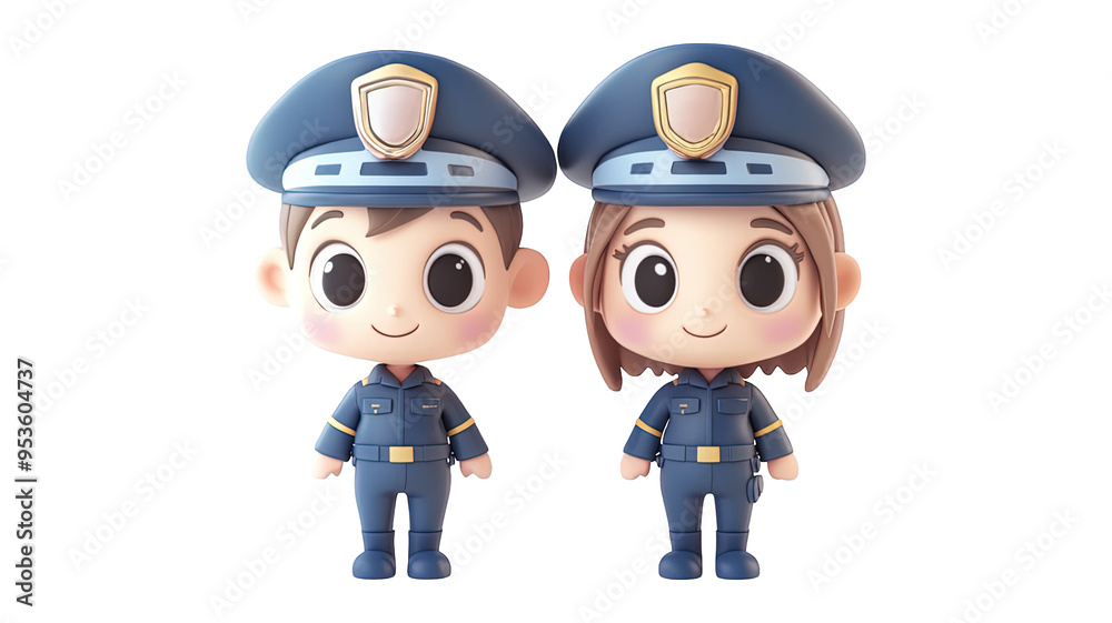Police Officer Couple Characters Directing Traffic Isolated On Transparent Png Background, Ideal For Law Enforcement-Themed Designs And Children'S Educational Materials . Generative ai Police Officer Couple Characters Directing Traffic Isolated On Transparent Png Background, Ideal For Law Enforcement-Themed Designs And Children'S Educational Materials . Generative ai
