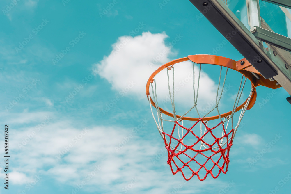 Cloud in Basketball hoop and blue sky