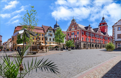 Historisches Gotha, Thüringen, Altstadt Hauptmarkt und Rathaus