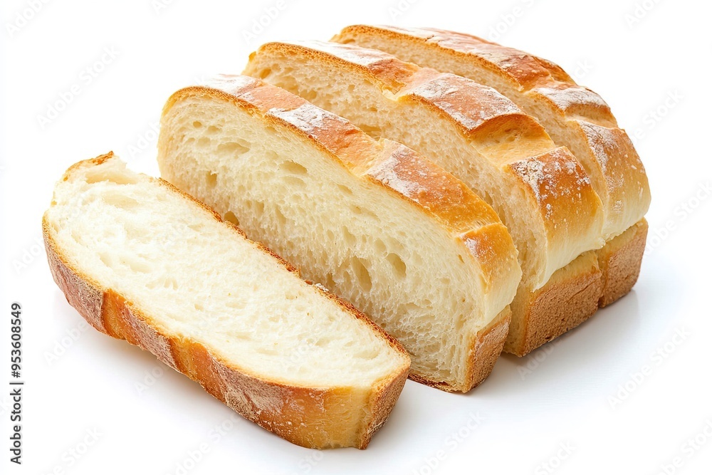 Sliced Sourdough Bread isolated on white background, homemade bakery concept. Generative Ai Sliced Sourdough Bread isolated on white background, homemade bakery concept. Generative Ai