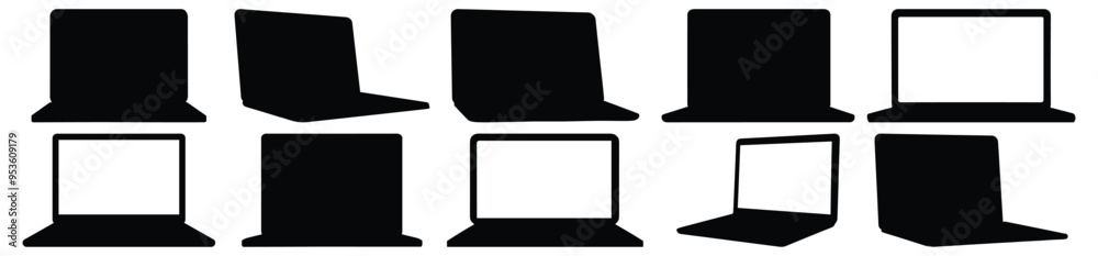Laptop silhouette set vector design big pack of computer illustration and icon Laptop silhouette set vector design big pack of computer illustration and icon