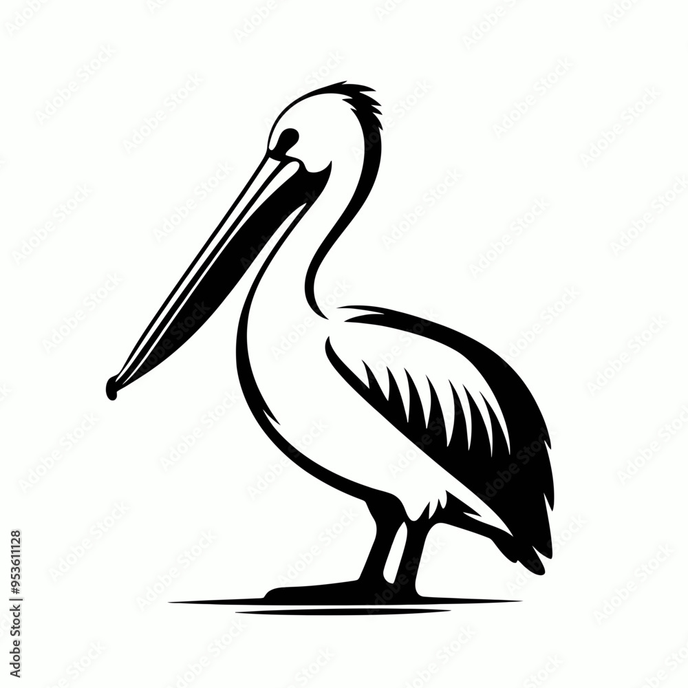 silhouette of pelican, very simple and single pelican silhouette white background silhouette of pelican, very simple and single pelican silhouette white background